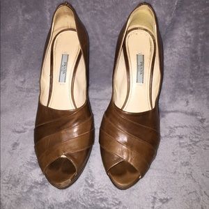 Brown leather Prada heels